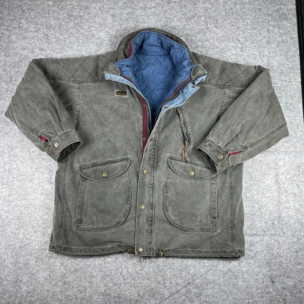 VTG Columbia Canvas Jacket Men L Interchange Parka Quilted Liner Heavyweight